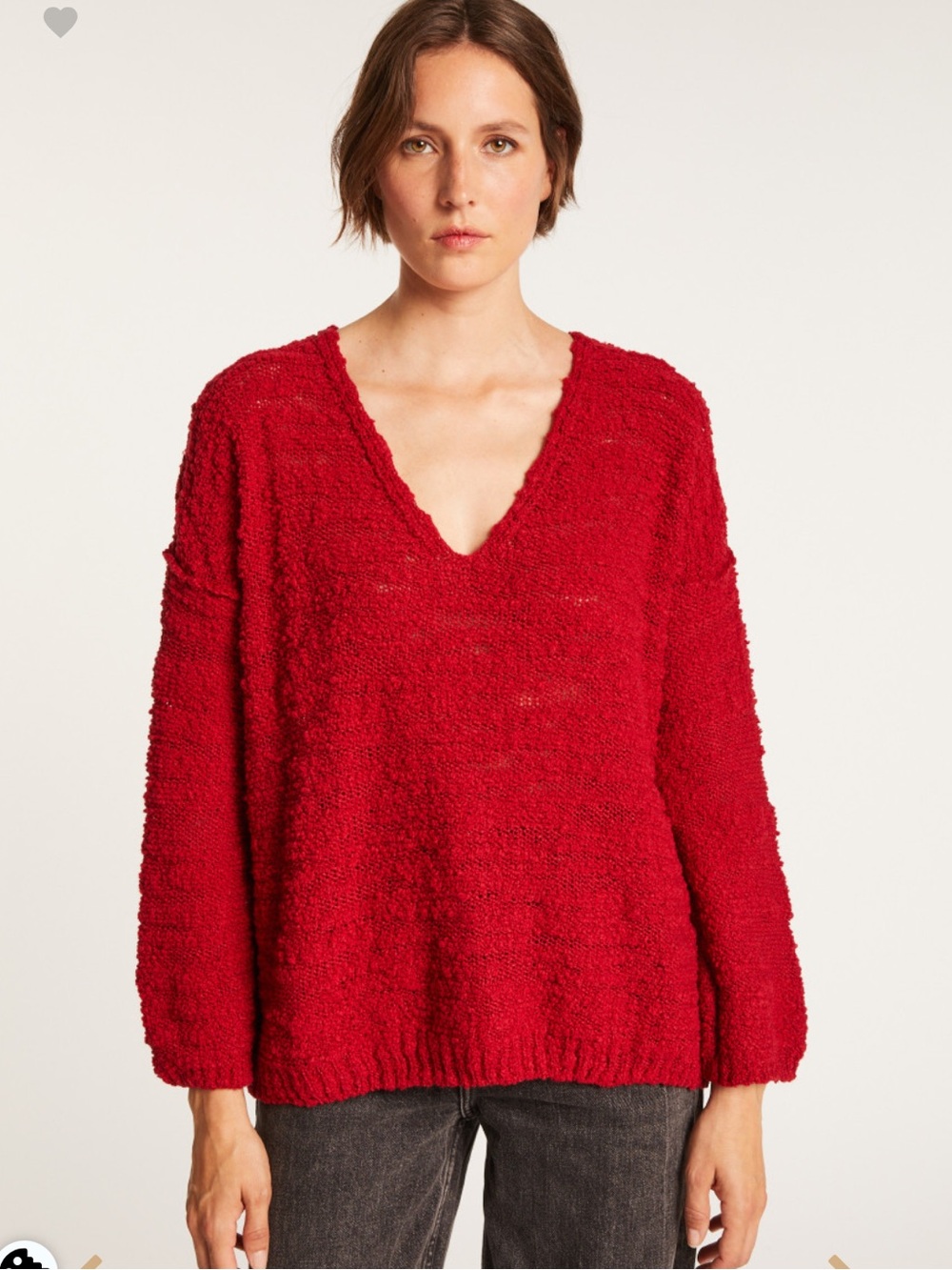 NEW! Chico's Romeo Red V-Neck Bouclé Pullover Sweater 2 Large